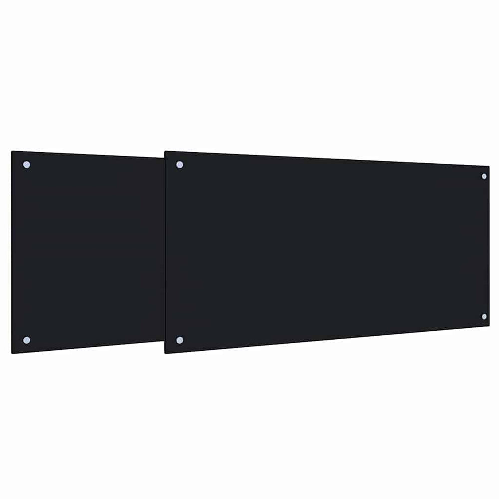 vidaXL Kitchen Splashback 2 pcs Black 100 x 50 cm Tempered Glass