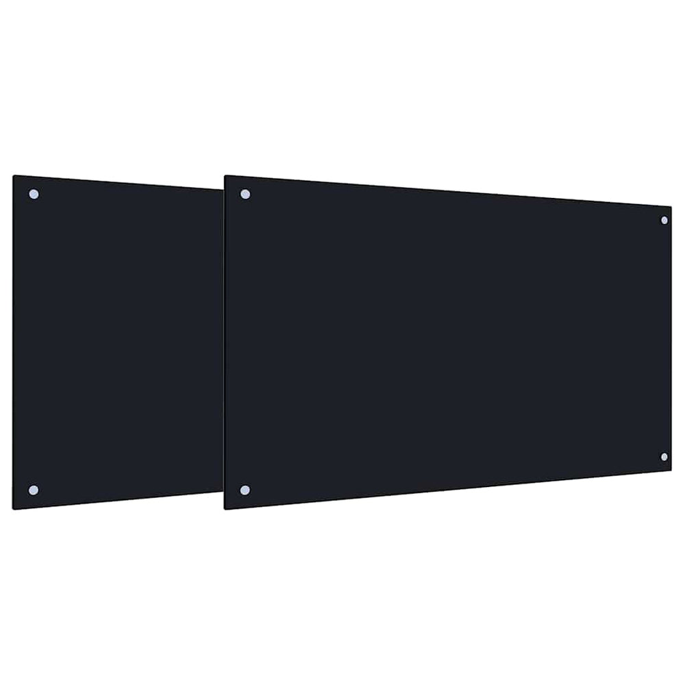 vidaXL Kitchen Splashback 2 pcs Black 100 x 60 cm Tempered Glass