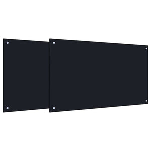 Schwarze Küchenrückwand aus Glas, 2er-Set