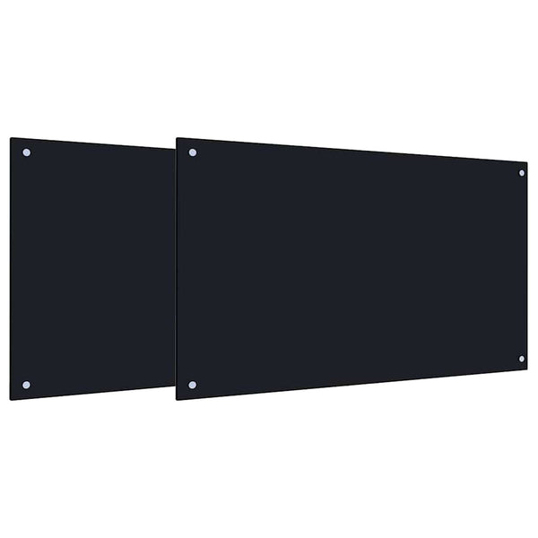 Schwarze Küchenrückwand aus Glas, 2er-Set
