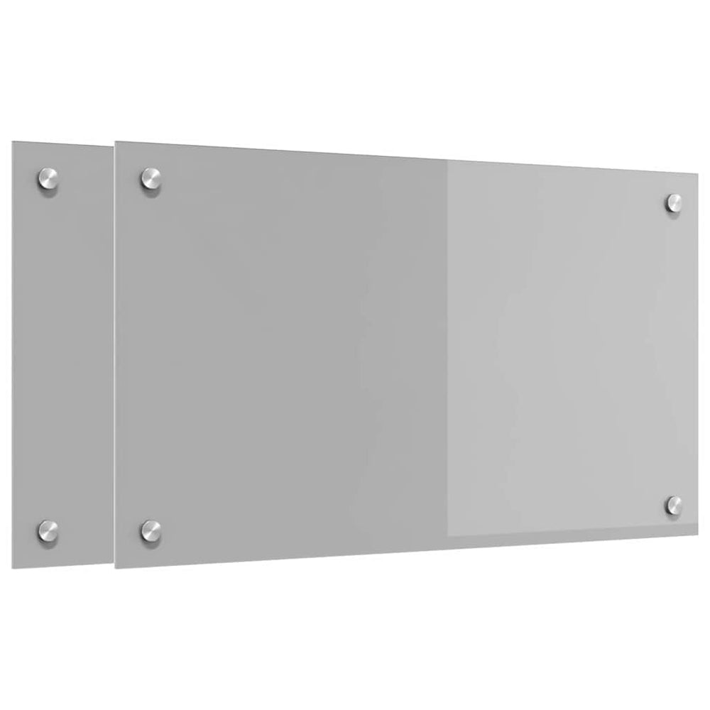 vidaXL Kitchen Splashback 2 pcs Light Grey 70 x 40 cm Tempered Glass