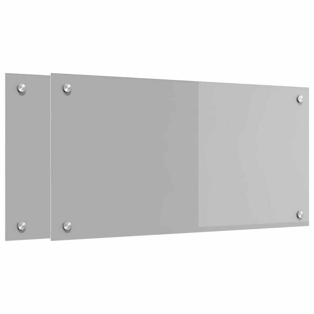 vidaXL Kitchen Splashback 2 pcs Light Grey 80 x 40 cm Tempered Glass