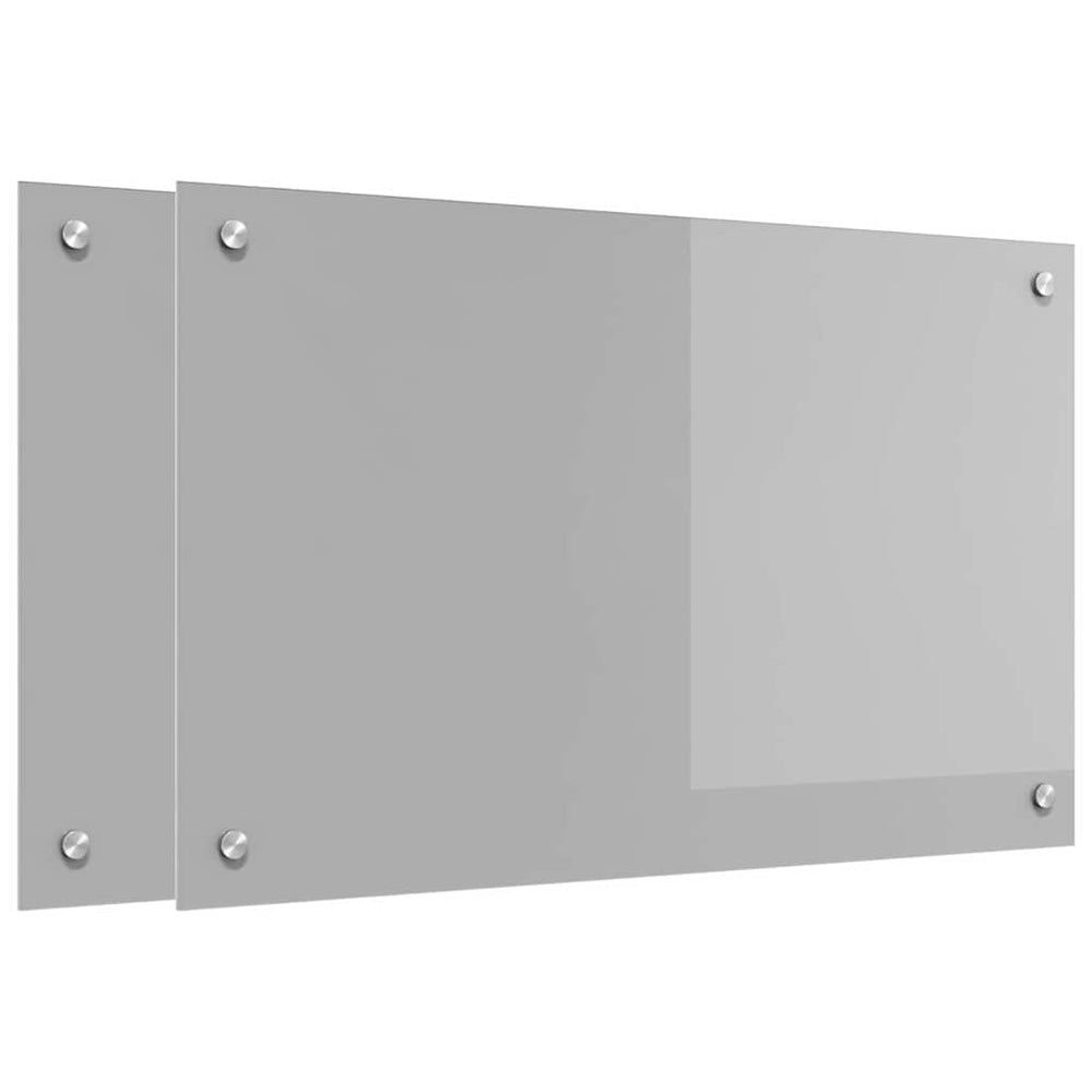 vidaXL Kitchen Backsplash 2 pcs Light Grey 80 x 50 cm Tempered Glass