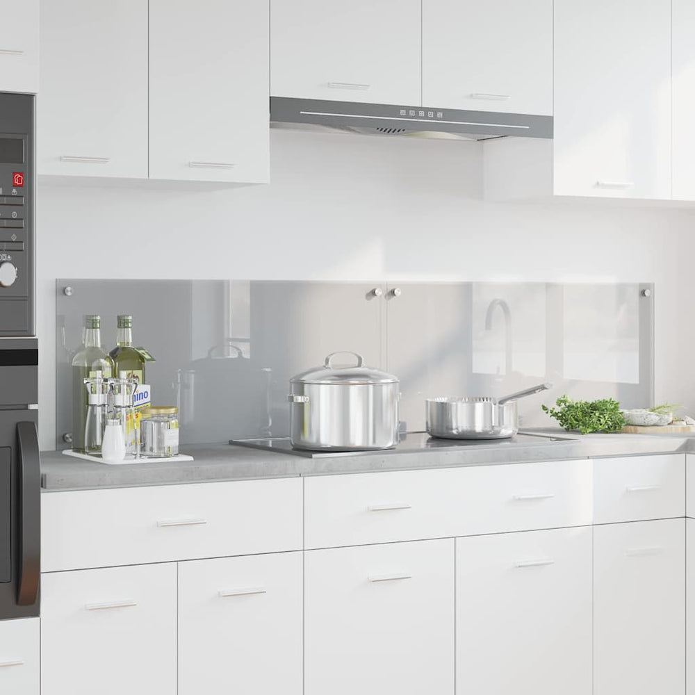 vidaXL Kitchen Splashback 2 pcs Light Grey 90 x 40 cm Tempered Glass