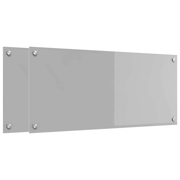 Küchenrückwand 2er Set Hellgrau Glas 90x40 cm