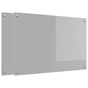 Küchenrückwand 2er Set Hellgrau Glas 90x60 cm