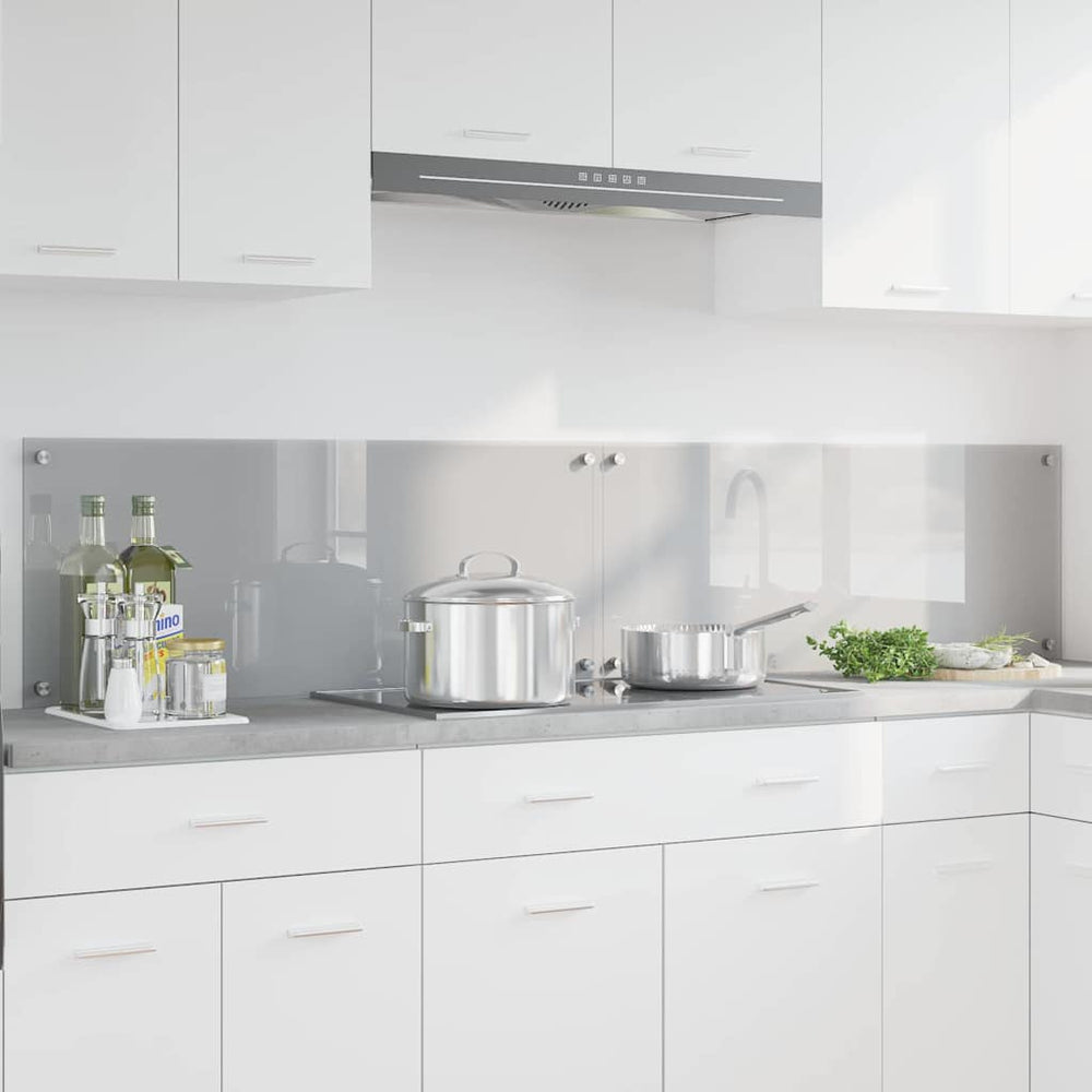 vidaXL Kitchen Splashback 2 pcs Light Grey 100 x 40 cm Tempered Glass