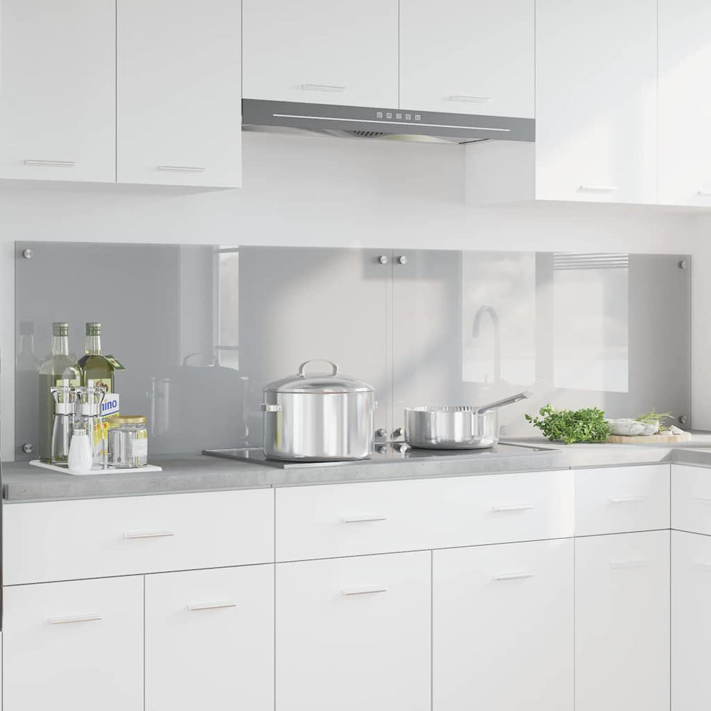 vidaXL Kitchen Splashback 2 pcs Light Grey 100 x 50 cm Tempered Glass