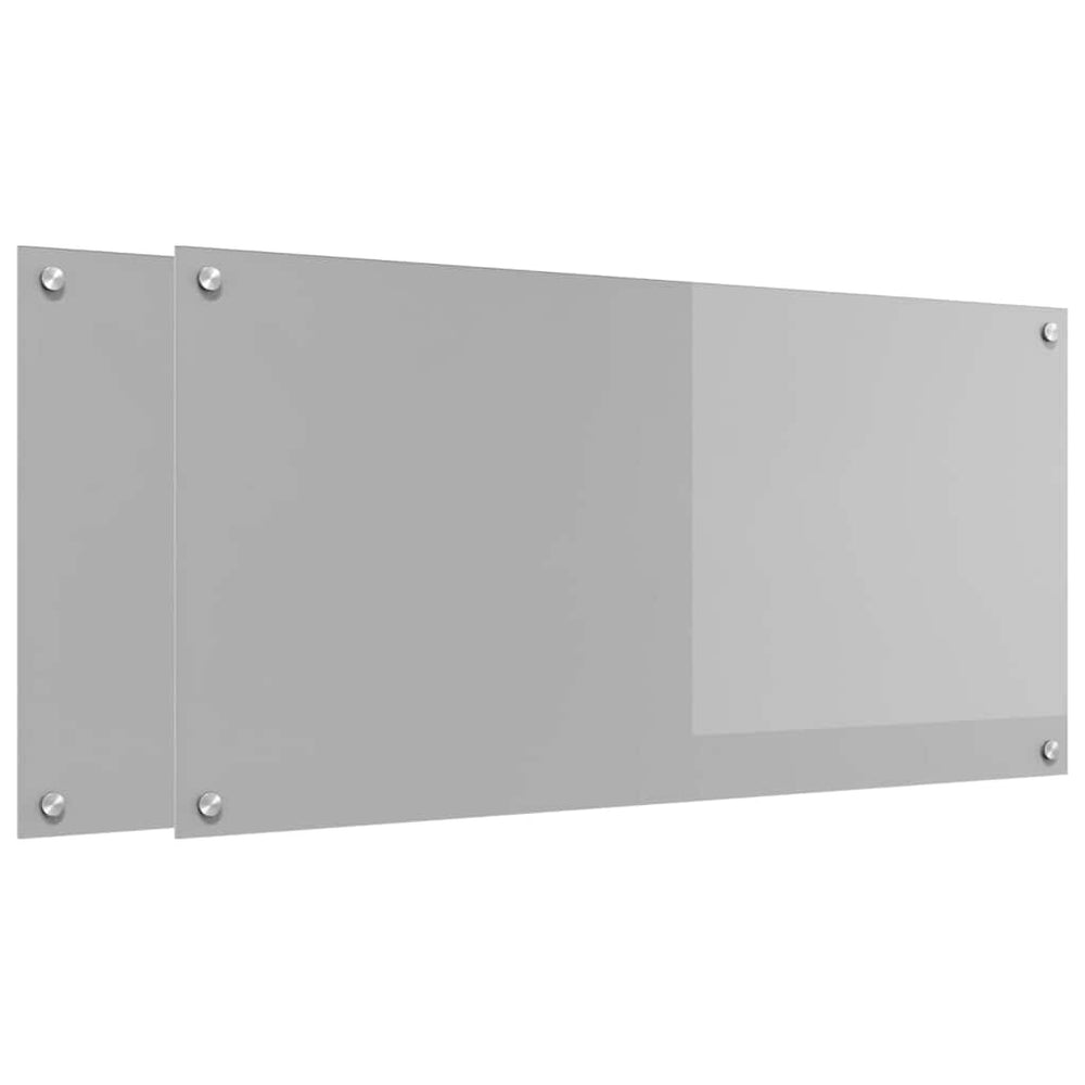 vidaXL Kitchen Splashback 2 pcs Light Grey 100 x 50 cm Tempered Glass