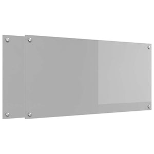 Küchenrückwand Hellgrau Glas 100x50cm 2er Set