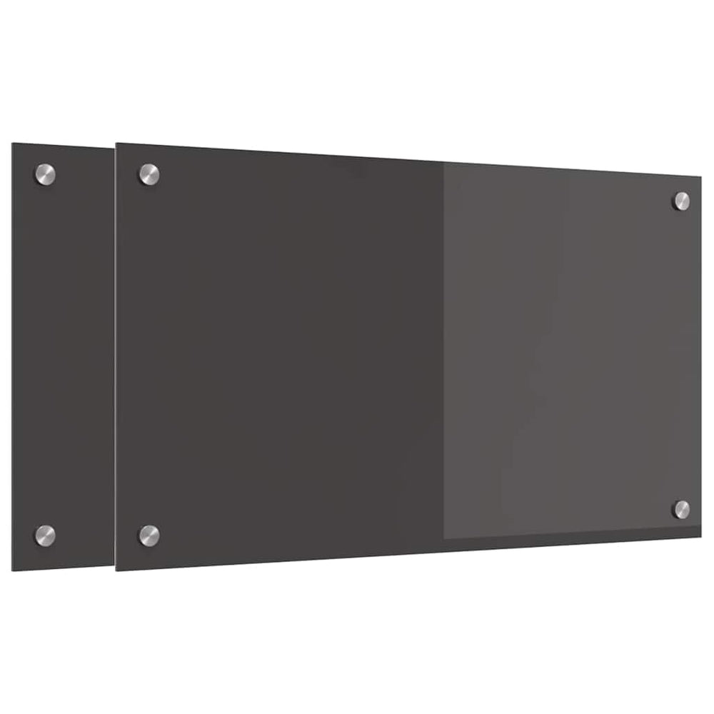 vidaXL Kitchen Backsplash 2 pcs Dark Grey 70 x 40 cm Tempered Glass