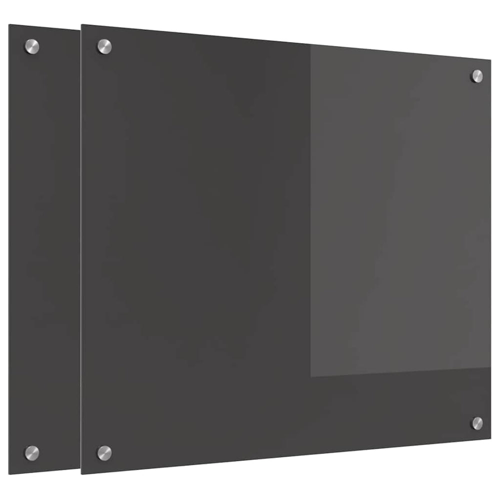 vidaXL Kitchen Splashback 2 pcs Dark Grey 70 x 60 cm Tempered Glass