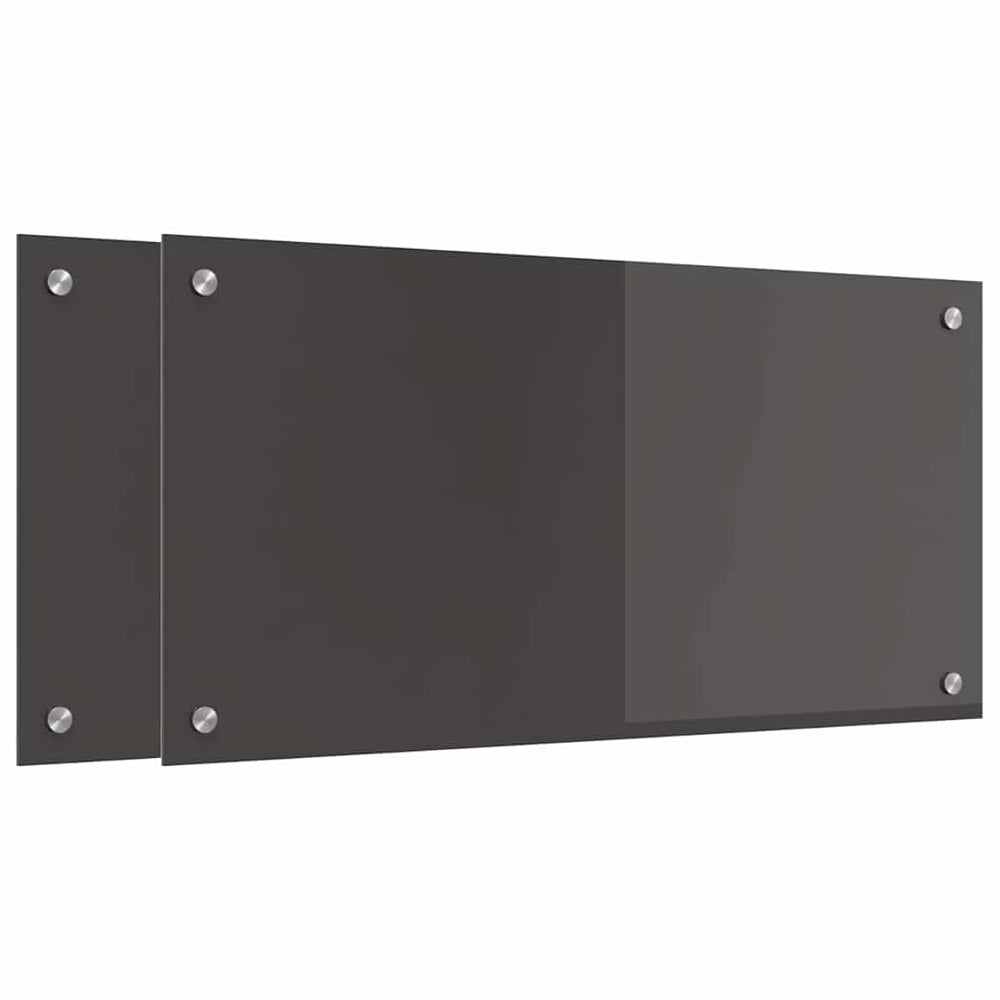 vidaXL Kitchen Backsplash 2 pcs Dark Gray 80 x 40 cm Tempered Glass
