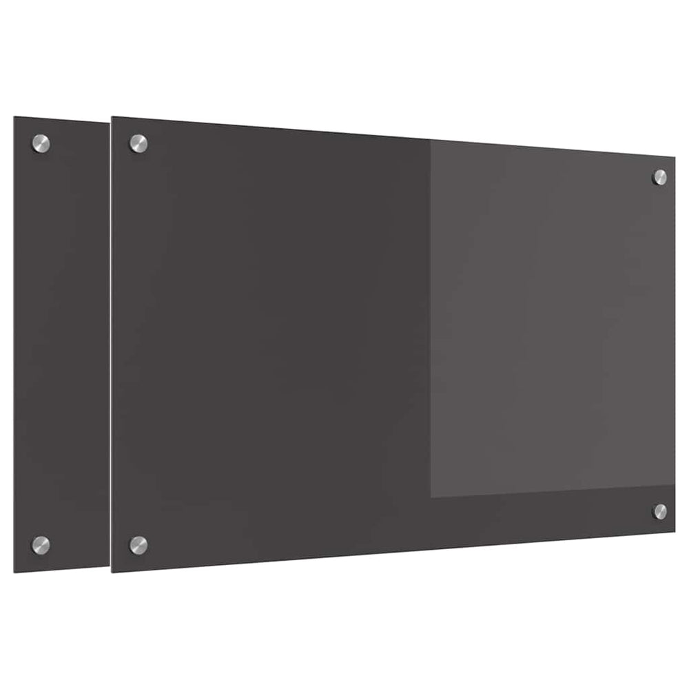 vidaXL Kitchen Splashback 2 pcs Dark Grey 80 x 50 cm Tempered Glass