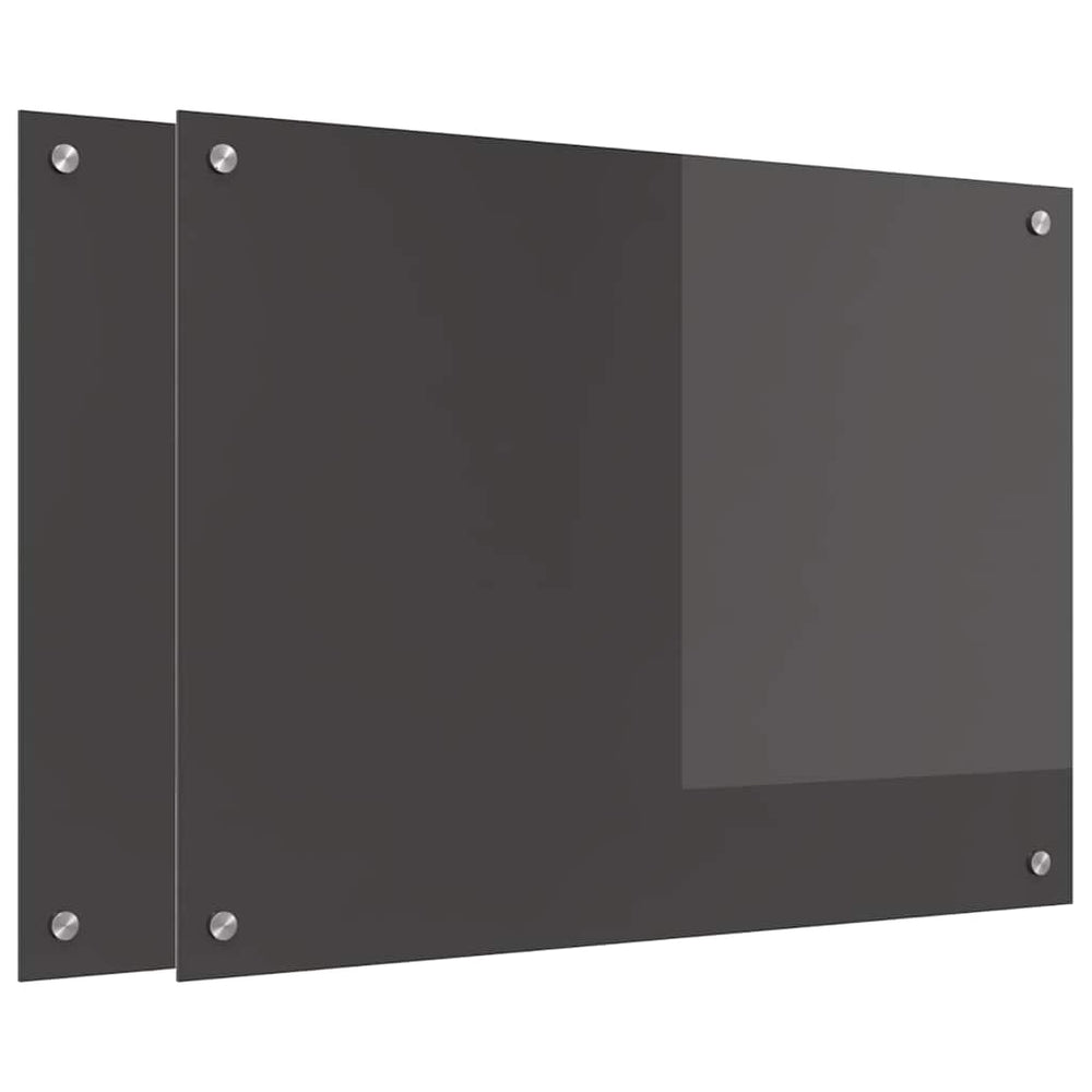 vidaXL Kitchen Splashback 2 pcs Dark Grey 80 x 60 cm Tempered Glass