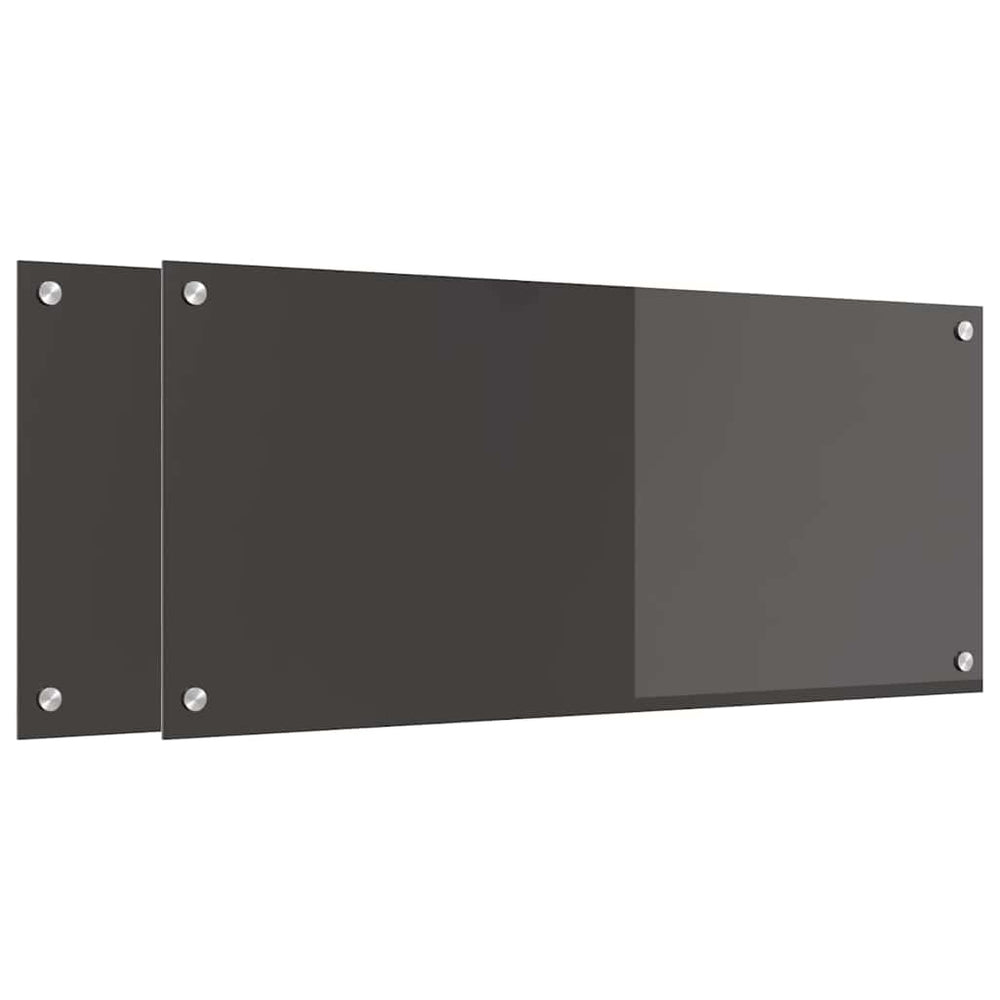 vidaXL Kitchen Splashback 2 pcs Dark Grey 90 x 40 cm Tempered Glass