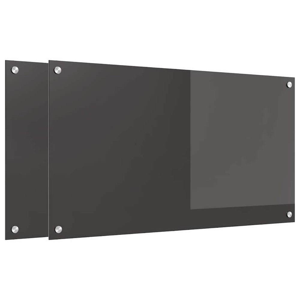 vidaXL Kitchen Backsplash 2 pcs Dark Grey 90 x 50 cm Tempered Glass