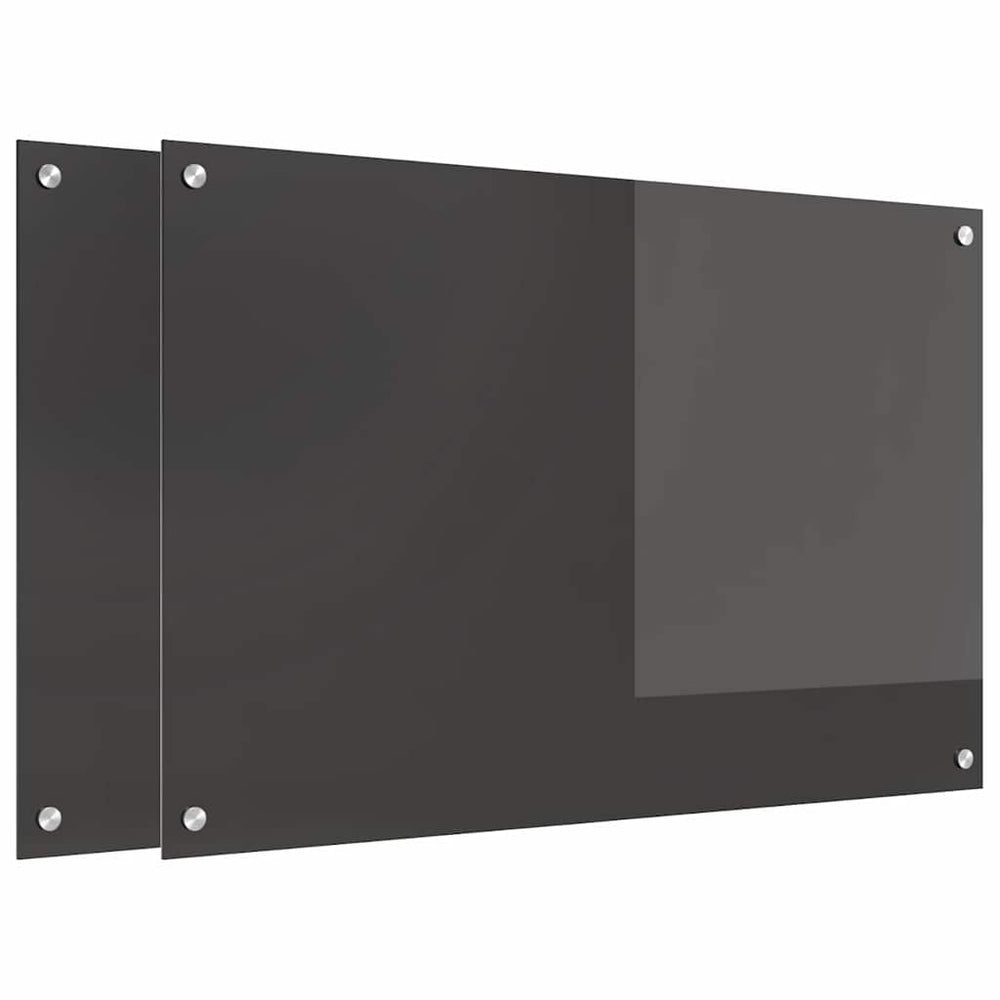 vidaXL Kitchen Splashback 2 pcs Dark Grey 90 x 60 cm Tempered Glass