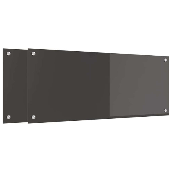 Dunkelgraue Küchenrückwand aus Glas, 2 Stk. 100x40 cm