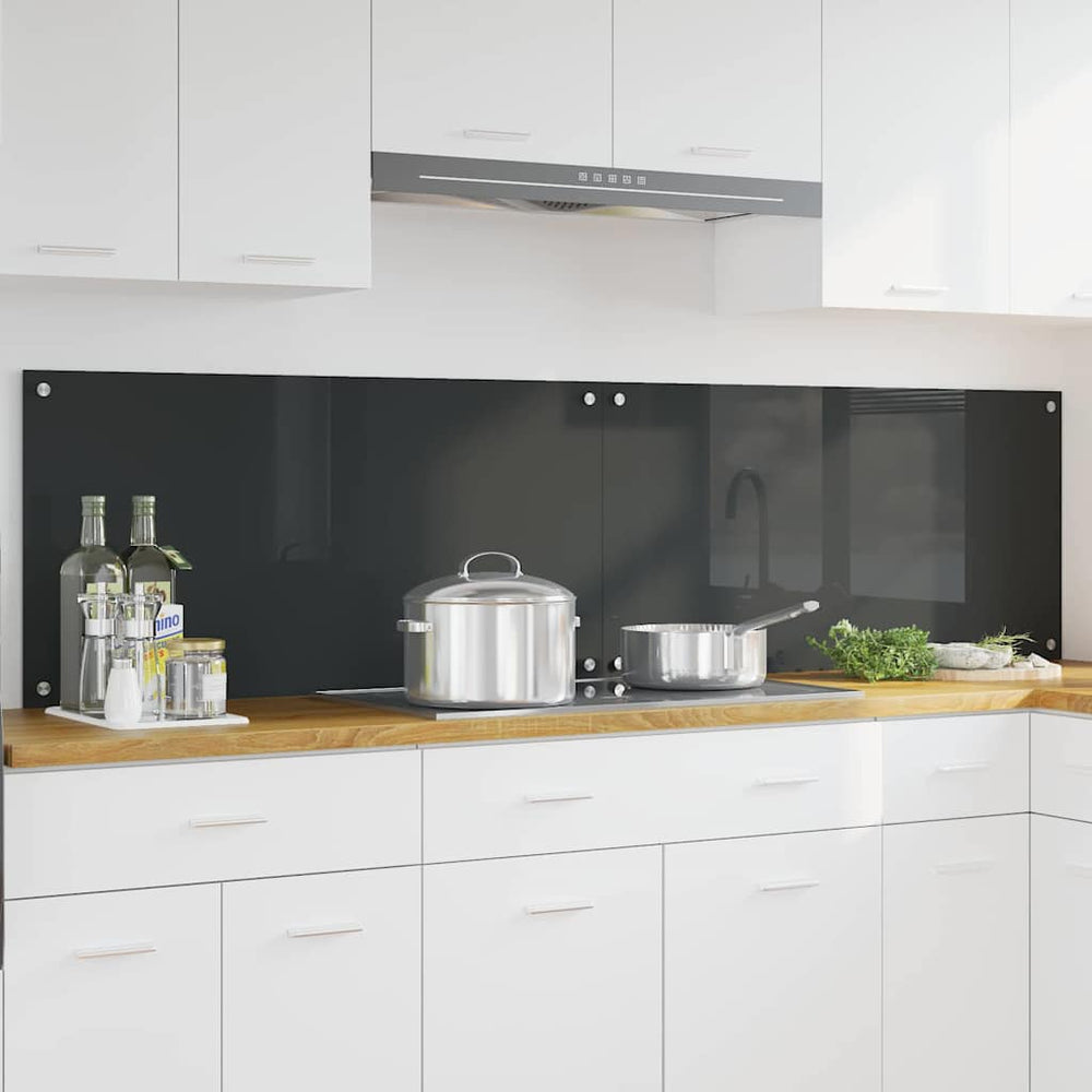 vidaXL Kitchen Splashback 2 pcs Dark Grey 100 x 50 cm Tempered Glass