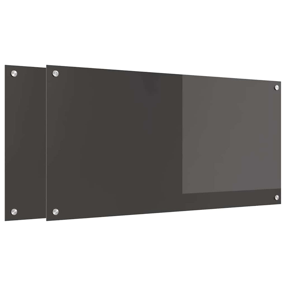 vidaXL Kitchen Splashback 2 pcs Dark Grey 100 x 50 cm Tempered Glass