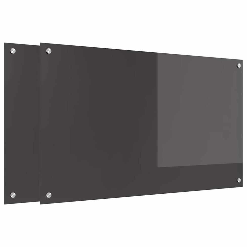 vidaXL Kitchen Splashback 2 pcs Dark Grey 100 x 60 cm Tempered Glass