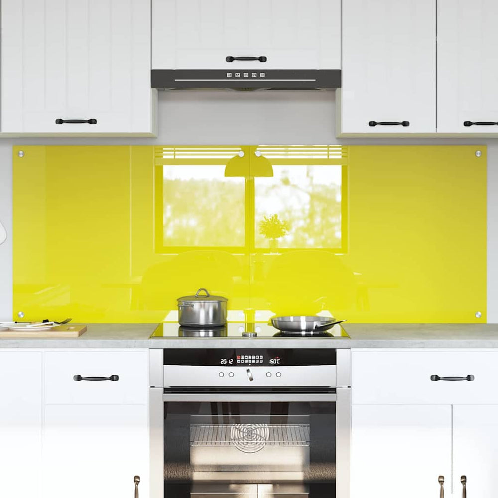 vidaXL Kitchen Splashback 2 pcs Yellow 80 x 60 cm Tempered Glass