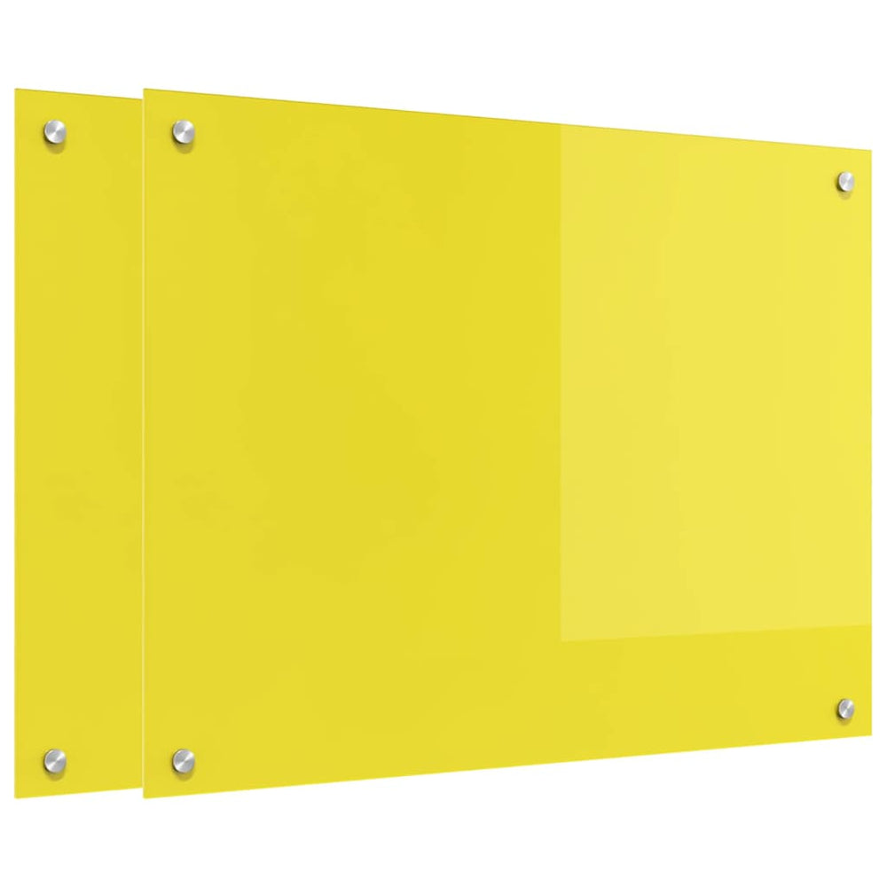 vidaXL Kitchen Splashback 2 pcs Yellow 80 x 60 cm Tempered Glass