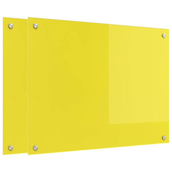 Gelbe Küchenrückwand aus Glas, 2er-Set