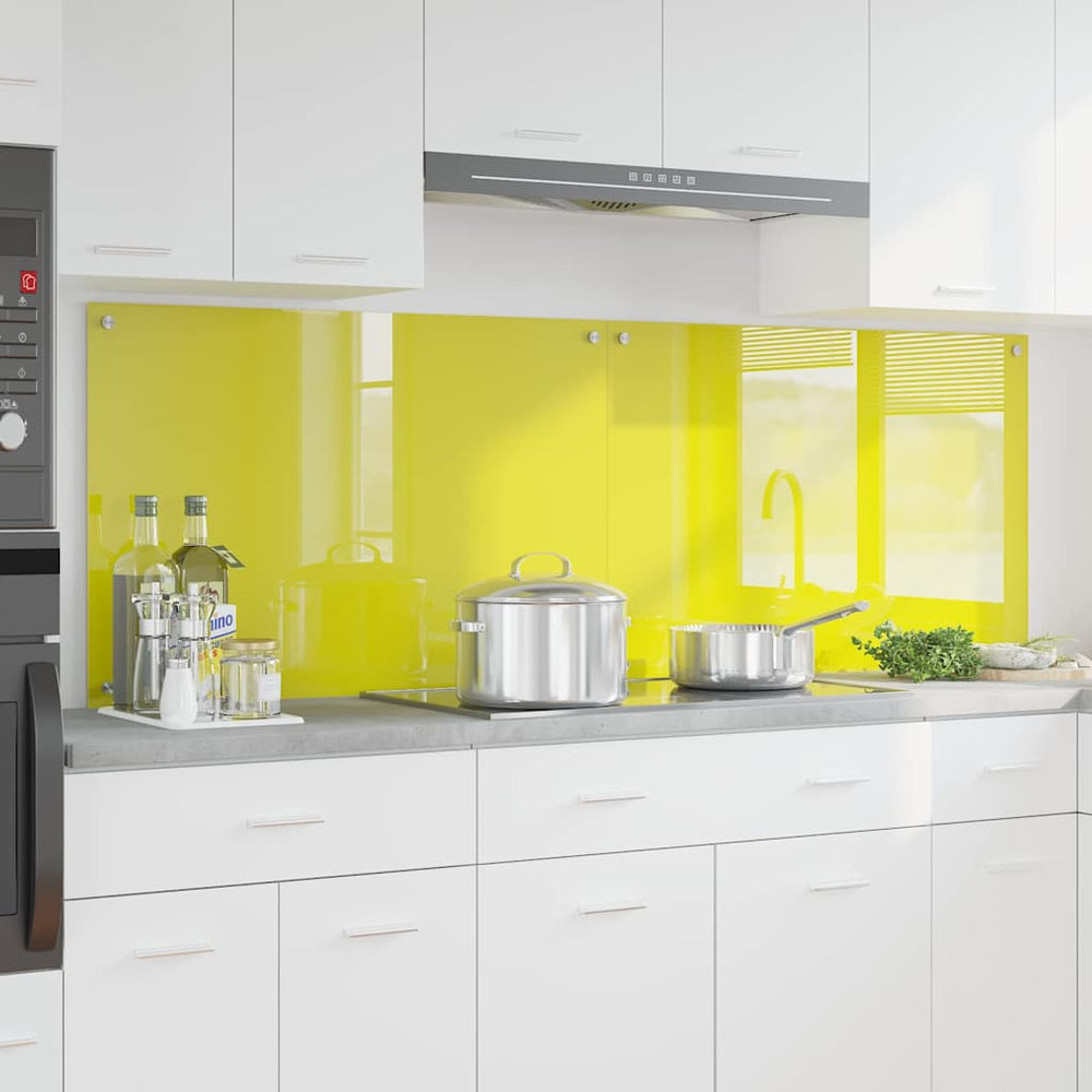 vidaXL Kitchen Splashback 2 pcs Yellow 90 x 60 cm Tempered Glass