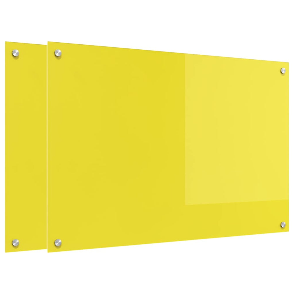 vidaXL Kitchen Splashback 2 pcs Yellow 90 x 60 cm Tempered Glass