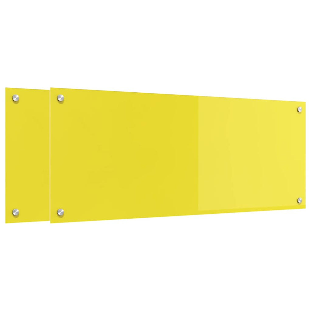 vidaXL Kitchen Splashback 2 pcs Yellow 100 x 40 cm Tempered Glass