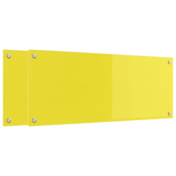 Gelbe Küchenrückwand aus Glas, 2er-Set