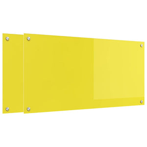 Gelbe Küchenrückwand aus Glas, 2er-Set