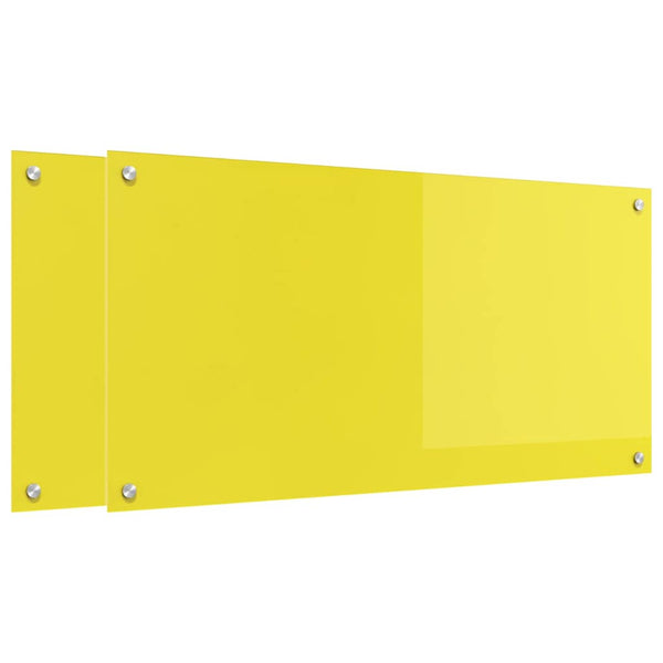 Gelbe Küchenrückwand aus Glas, 2er-Set