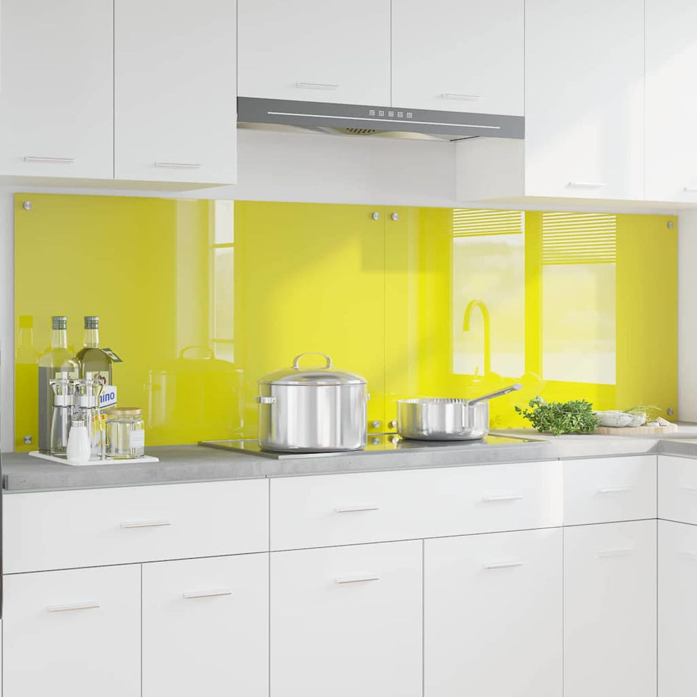 Gelbe Küchenrückwand aus Glas, 2er-Set