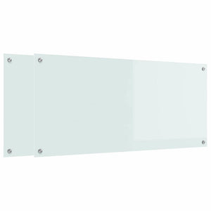 Küchenrückwand 2er Set Weiß Glas 110x50cm
