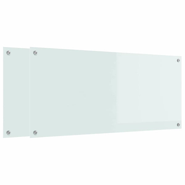 Küchenrückwand 2er Set Weiß Glas 110x50cm