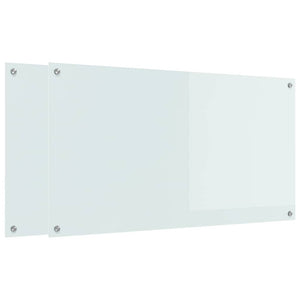 Küchenrückwand 2er Set Weiß Glas 110x60cm
