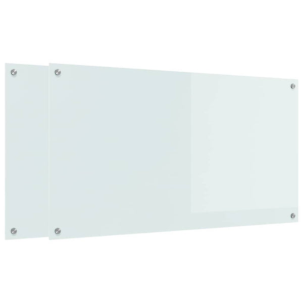 Küchenrückwand 2er Set Weiß Glas 110x60cm