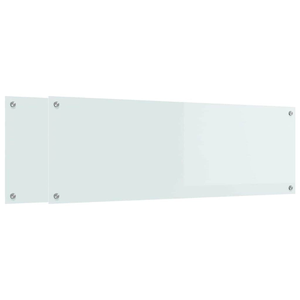 Küchenrückwand 2er Set Weiß Glas 120x40cm