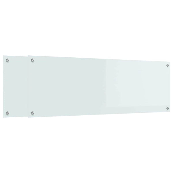 Küchenrückwand 2er Set Weiß Glas 120x40cm