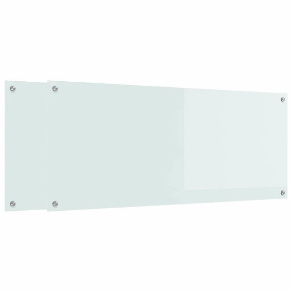 vidaXL Fond de hotte de cuisine 2 pcs Blanc 120 x 50 cm Verre trempé