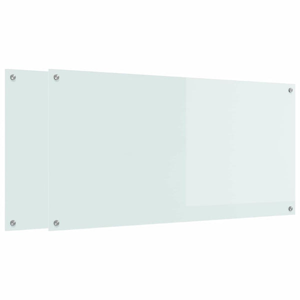 Küchenrückwand 2er Set Weiß Glas 120x60cm