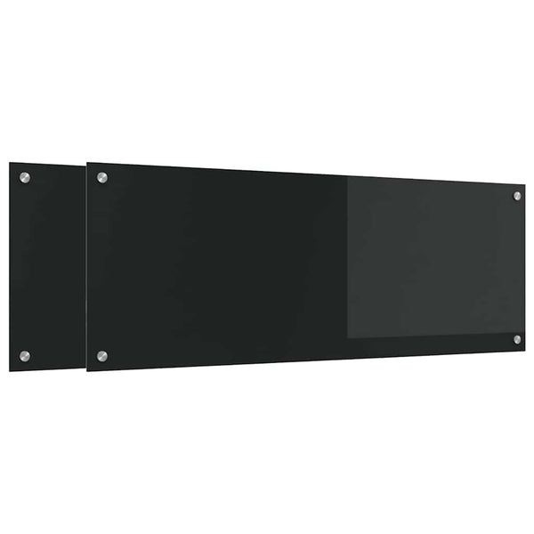 Küchenrückwand Schwarz Glas 110x40cm 2er Set