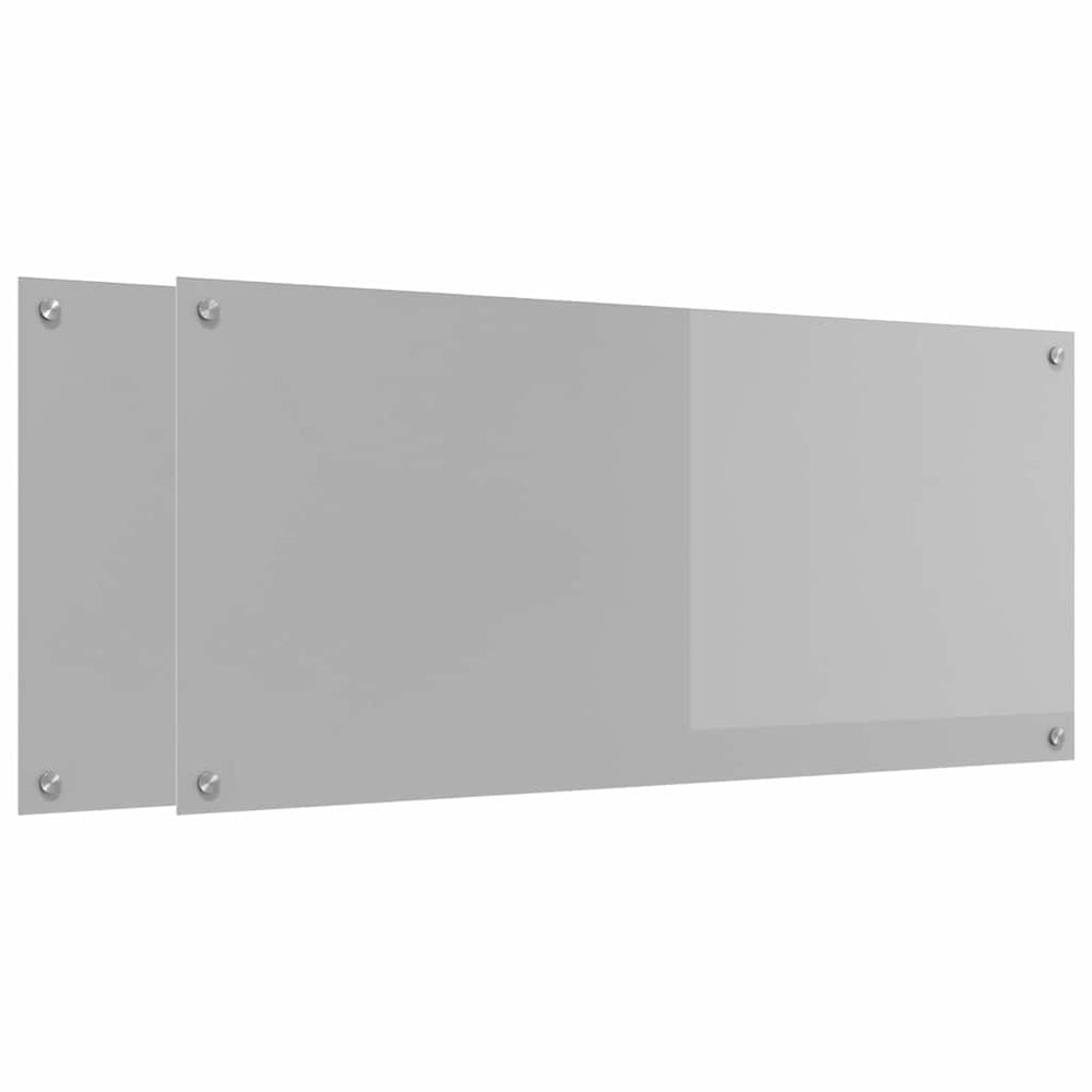 Küchenrückwand Hellgrau, 2er Set, Gehärtetes Glas