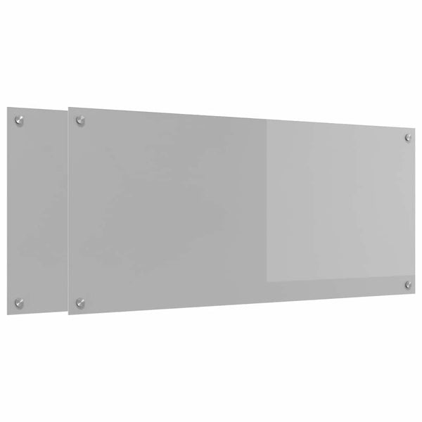 Küchenrückwand Hellgrau, 2er Set, Gehärtetes Glas