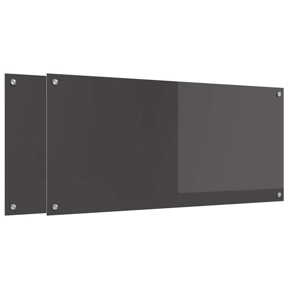 Dunkelgraue Küchenrückwand aus Glas, 2er-Set