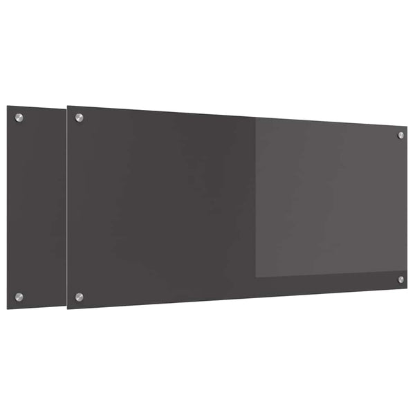 Dunkelgraue Küchenrückwand aus Glas, 2er-Set