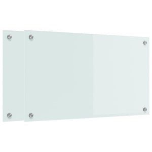 Küchenrückwand 2er Set Weiß Glas 70x40cm
